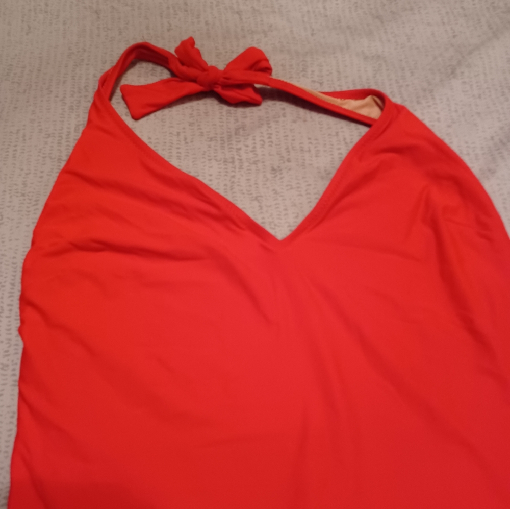 J.Crew Red 14 One Piece Movie Star Halter Tie Bathing Swim suit - Picture 2 of 7